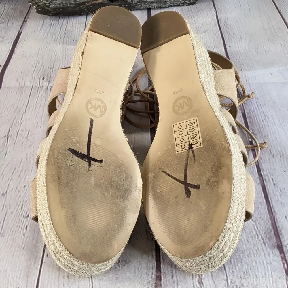 MICHAEL KORS Sofia Lace-Up Mid-Wedge Sandals